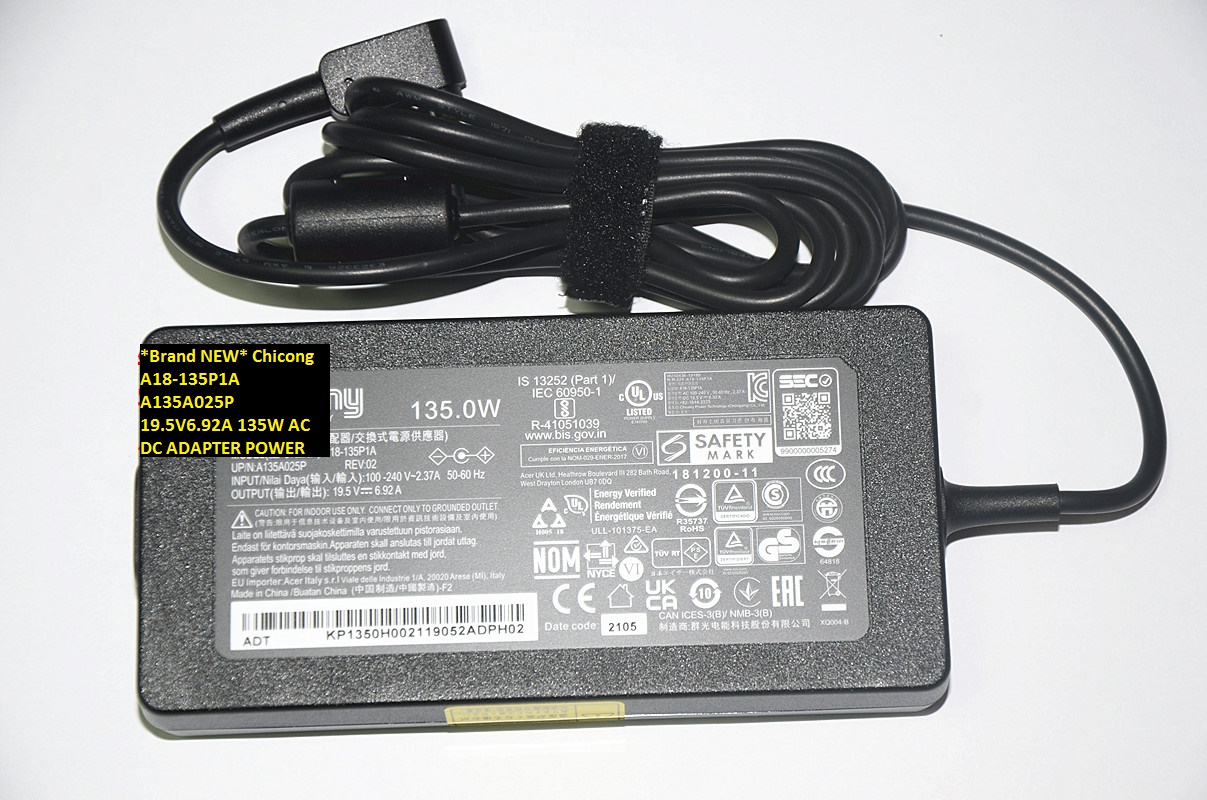 *Brand NEW* 19.5V 6.92A Chicong A135A025P A18-135P1A 135W AC DC ADAPTER POWER SUPPLY